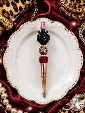 Hand Crafted Black and Gold Decorative Ballpoint Pen